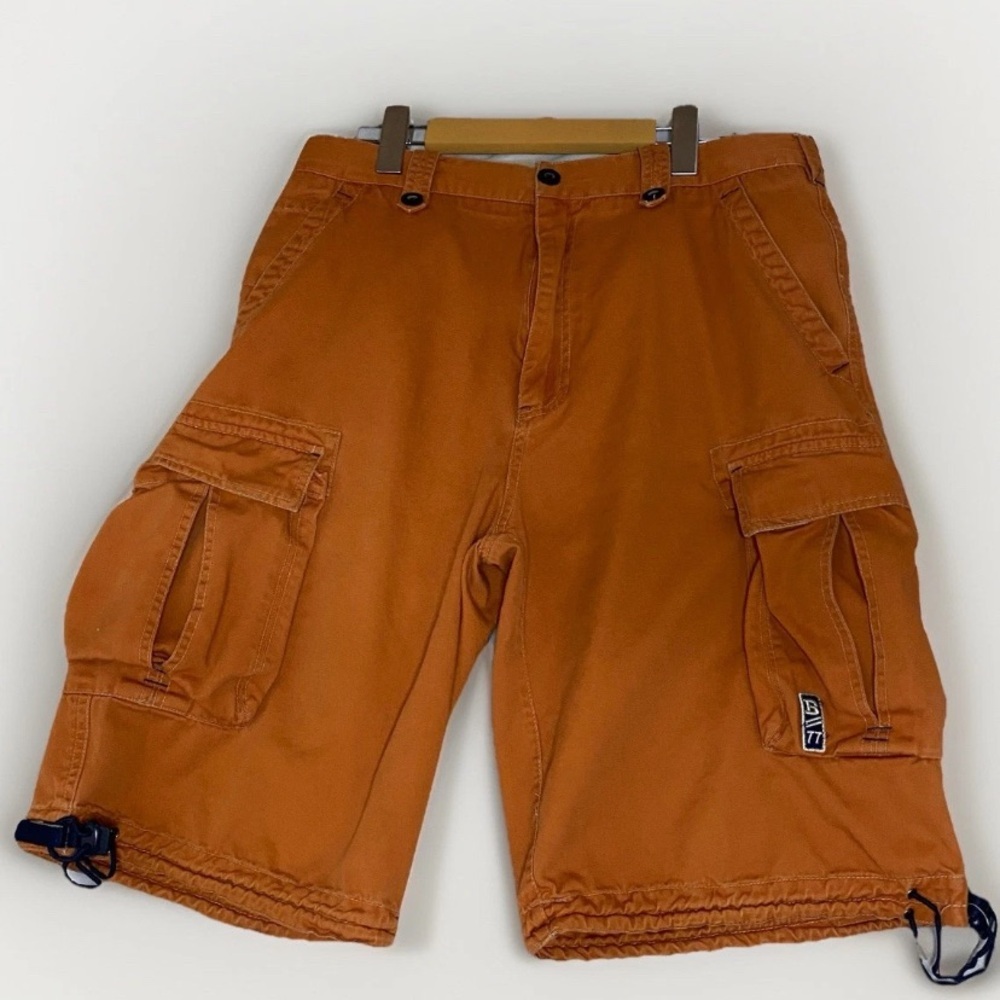 Vintage Cargo Shorts Bugle‎ Boy Size 34 Burnt Orange Baggy 90s Skater Grunge Y2K